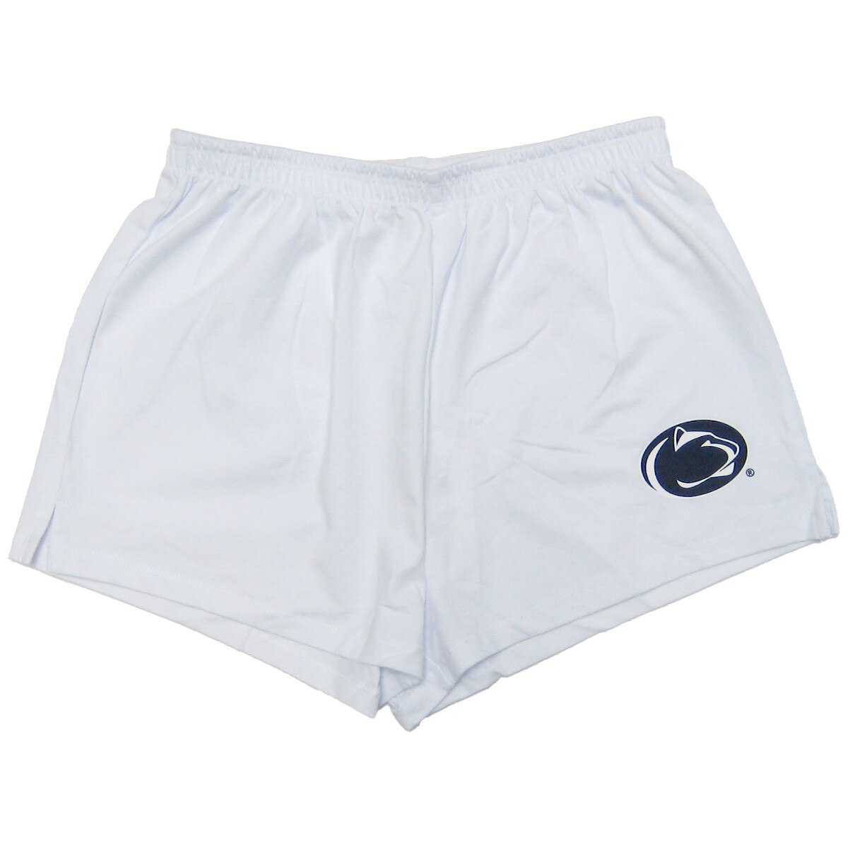 women's white PE shorts with Penn State Athletic Logo